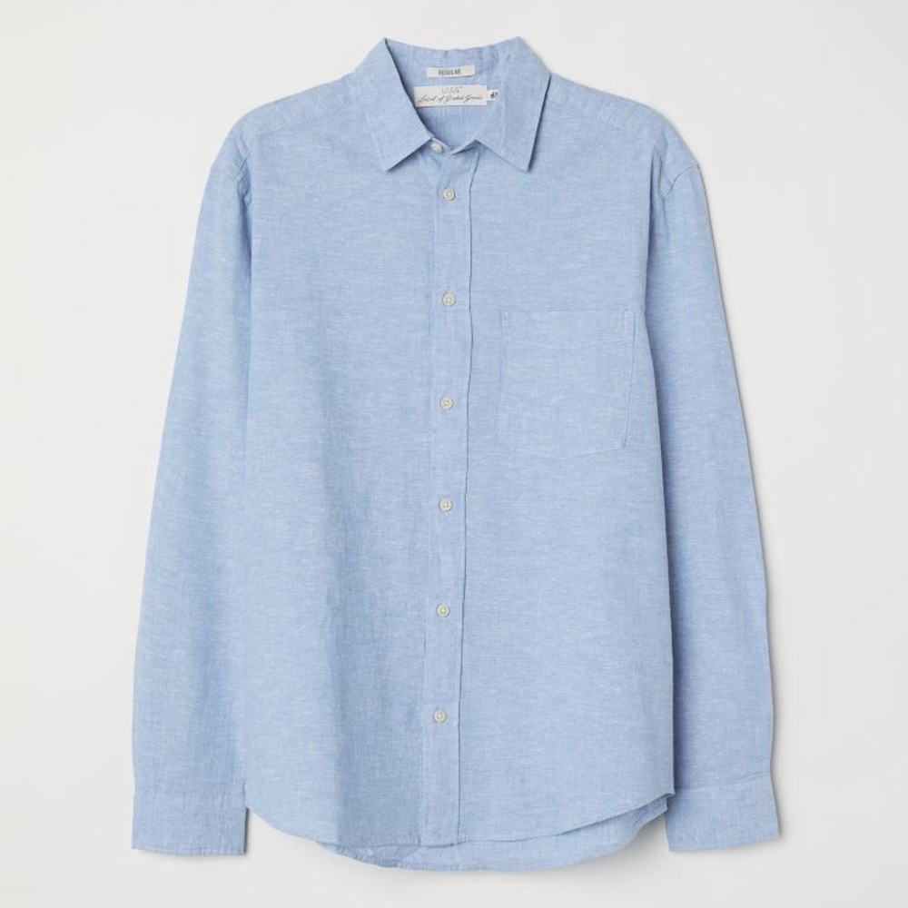 NWT XXL H&M Linen Blend Ling Sleeve Mens Shirt